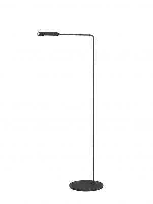 Schwarze Flo Floor Stehleuchte von Lumina mit minimalistischem Design und runder Basis.